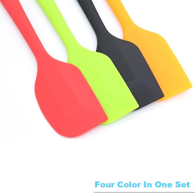 Silicone Spatula 4-piece Set, Heat-Resistant Non-stick Rubber Spatulas with Stainless Steel Core