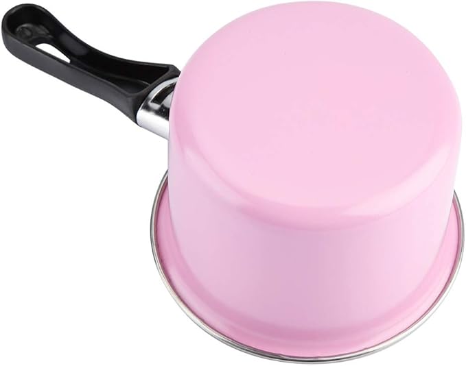 Mini Saucepan, 0.5QT Pink Nonstick Butter Warmer with Handle 2 Pour Spouts Multi Milk Pot Stockpot Practical Small Melting Pot
