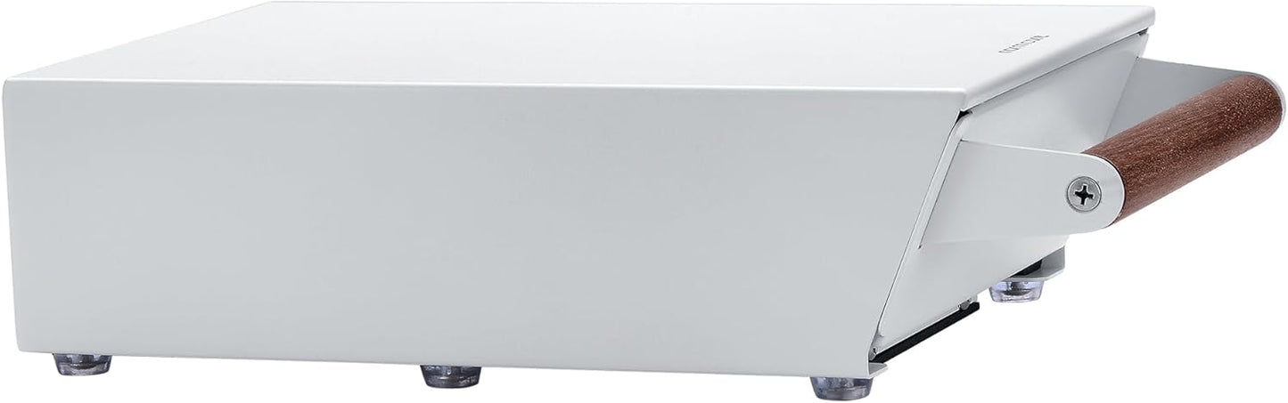 Normcore Espresso Knock Box Drawer, Coffee Knock Box with Walnut Handle, Espresso Dump Bin Separation And Detachable, 304 Stainless Steel, Size: M, Matte White