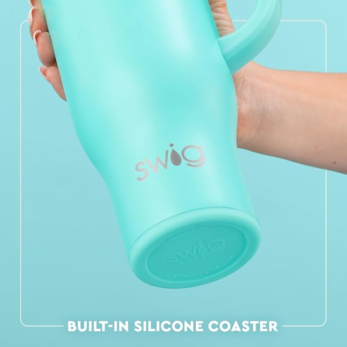 Swig Life 30oz Mega Mug, 30 oz Tumbler with Handle and Straw, Cup Holder Friendly, Dishwasher Safe, Extra Large Insulated Tumbler, Stainless Steel Water Bottle (Pickleball)