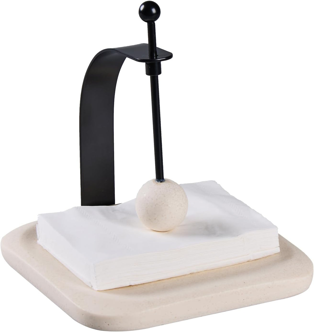 Beige Sand Stone Napkin Holder - Decorative Square Paper Napkin & Towel Holder for Kitchen, Restaurant, Bathroom - Durable Resin Table Organizer - Stylish Home Gift