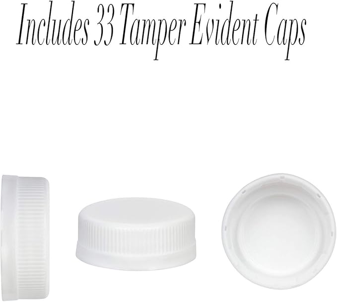 16 Oz Empty Plastic Juice Bottles with Tamper Evident Caps – 33 Pack Drink Containers - Great for Homemade Juices, Milk, Smoothies, Tea and Other Beverages - Food Grade BPA Free
