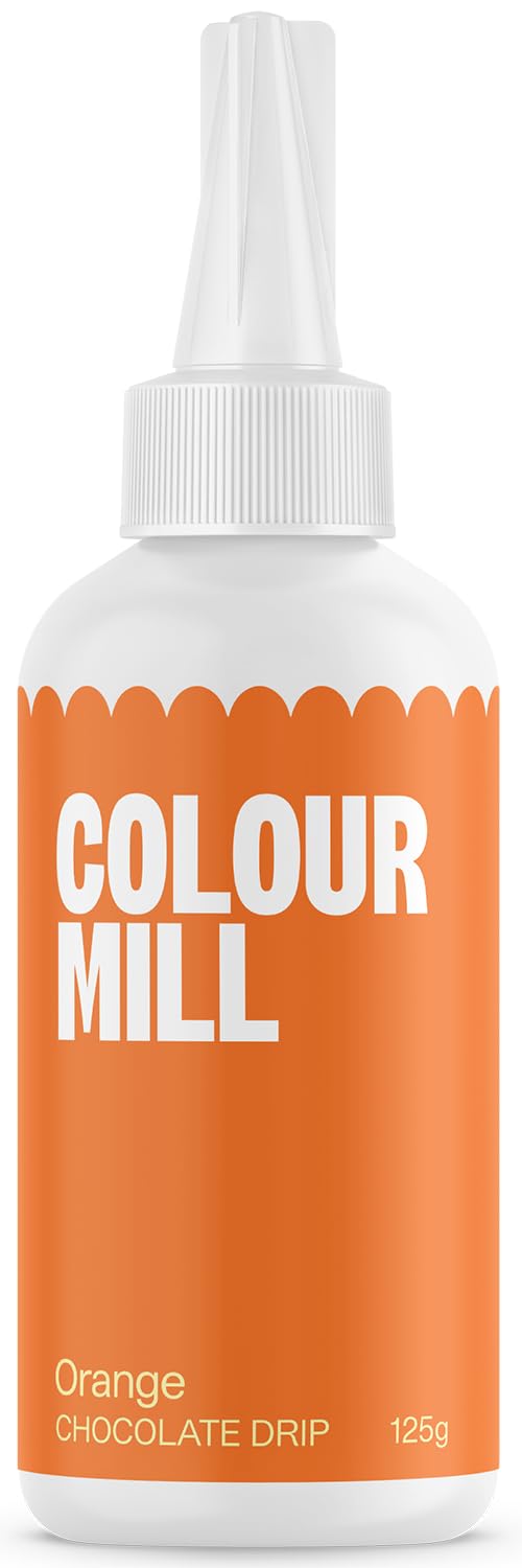 Colour Mill Chocolate Drip Easy-Melt Drizzle for Desserts, 125 Grams Orange