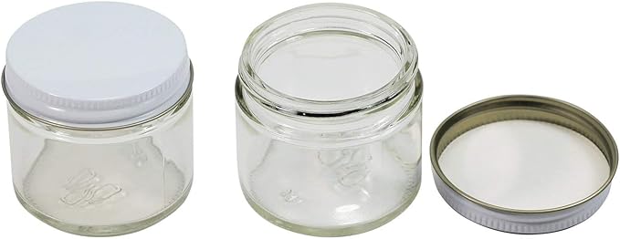 Pinnacle Mercantile 2 oz Glass Jars Containers Spice Straight Sided with White Metal Lids 48 ct case