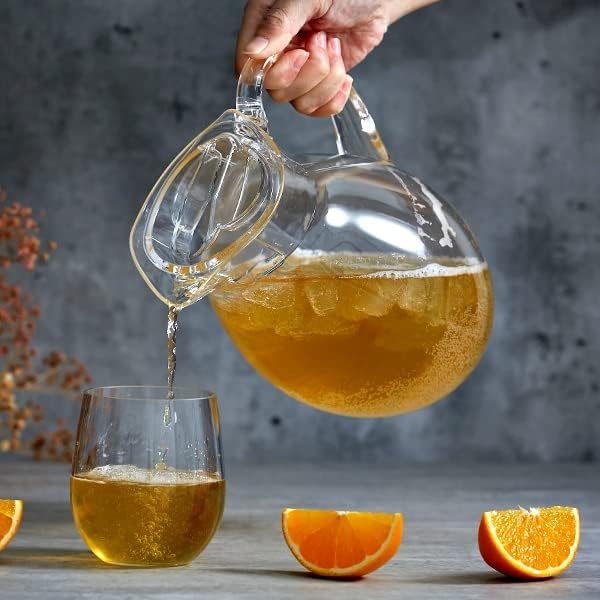 Amazing Abby - Bubbly - Plastic Pitcher (64 oz, 2 Quart), Clear Water Pitcher with Lid, Fridge Jug, BPA-Free, Shatter-Proof, Great for Iced Tea, Sangria, Lemonade, Juice, Milk, and More