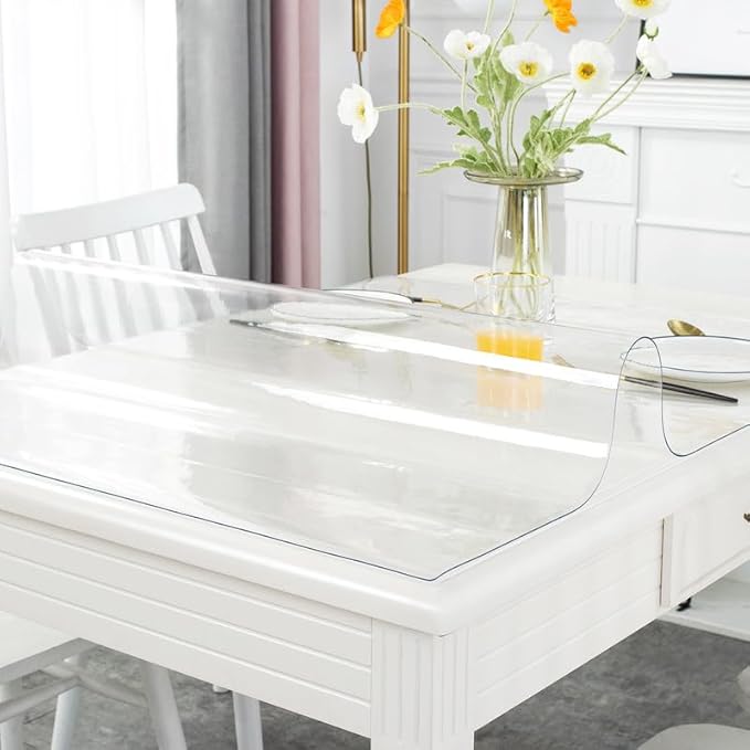 Warmstar Clear Table Cover Protector 20 x 36 Inch,1.5mm Thick Plastic Table Cover Rectangle,PVC Clear Table Protector,Desk Protector Mat for Kitchen, Dresser, Writing Desk，Dining Room Table