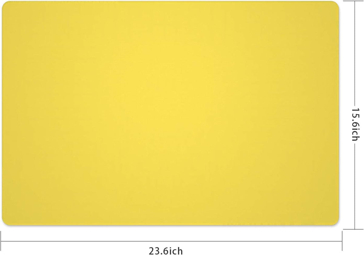 Silicone Placemats, Food-Grade Non-Slip Waterproof, Dining, Stain Resistant, Countertop Protector, Kitchen Counter Mat, Heat Resistant, Baking mat Dishwasher Safe (23.6"×15.7"-2pack, Yellow)