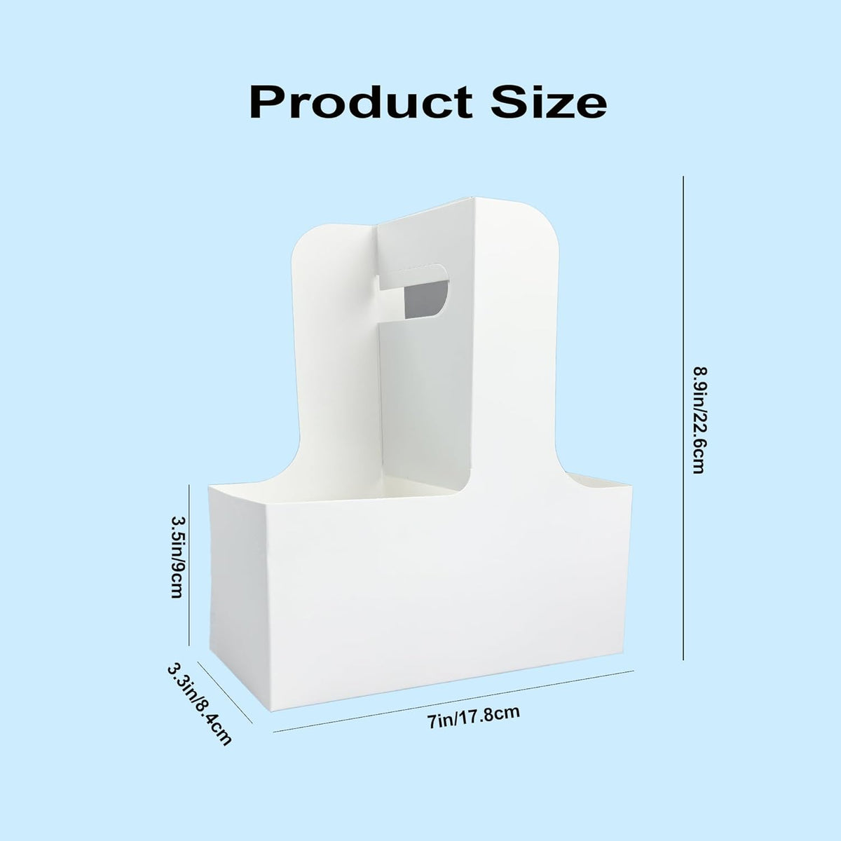 50 Pack 2-Cup Drink Carrier with Handle, Disposable White Cardboard Paper Cup Holder for Cold/Hot Drinks,Cup Carrier for Coffee or Food Delivery, Take Out Cup Carriers, Mlfklmkl