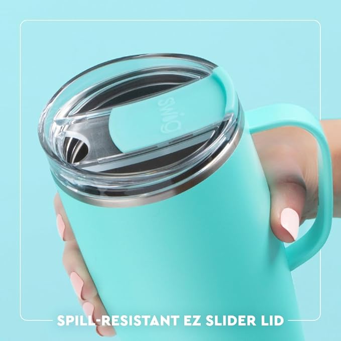 Swig Life 22oz Travel Mug, Insulated Tumbler with Handle and Lid, Travel Coffee Mug, Cup Holder Friendly, Stainless Steel 22 oz Tumbler, Reusable Insulated with Lid (Jockey Club)