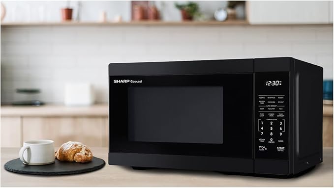 SHARP Countertop Microwave Oven with Removable 12.4" Carousel Turntable, 1000 Watt, 1.1 Cubic Feet, Black