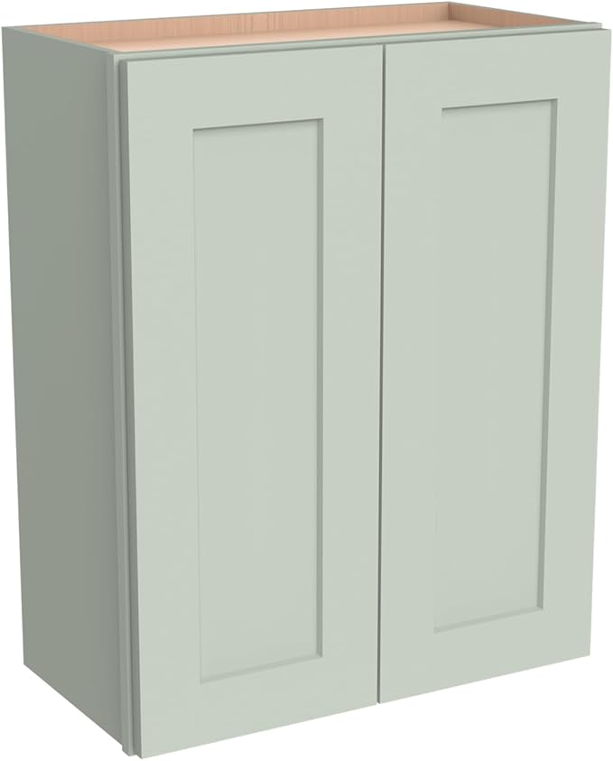 Wall-Mounted Cabinet – Solid Wood Shaker Style Medicine Cabinet with Adjustable Shelves & Soft-Close Doors for Bathroom, Kitchen, and Office Storage (Jade Green, 42" W x 12" D x 36" H)