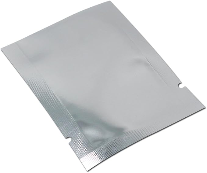 Silver Aluminum Foil Pouch Heat Seal Plastic Open Top Vacuum Packaging Mylar Bag Food Small Sample Mylar Storage (200, 10x15cm(3.9x5.9 inch))