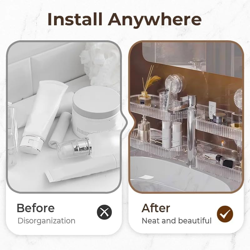 Universal Removable Faucet Storage Rack, No-Drill Bathroom Suction Storager Box, Thickened And Widened Panel Design, Water Automatically Drains Away, For Bathroom Kitchen (2 PCS MIX)