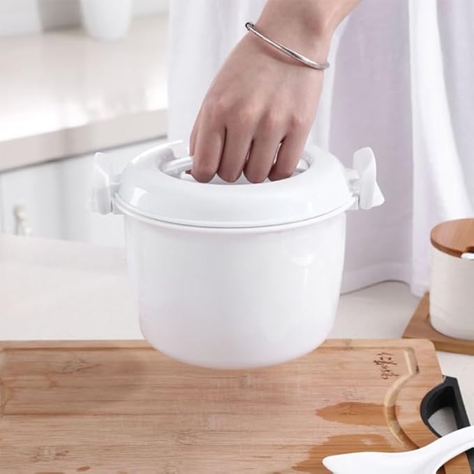 PRETYZOOM Microwave Rice Cooker with Spoon - Large Capacity Microwavable Rice Cooker Steamer Portable Lunch Box for Home Office Dormitory