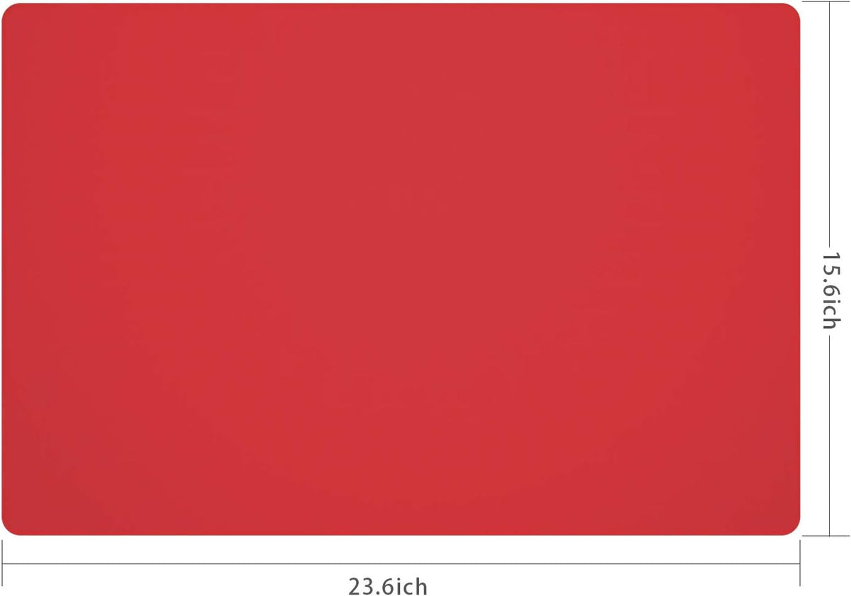 Silicone Placemats, Food-Grade Non-Slip Waterproof, Dining, Stain Resistant, Countertop Protector, Kitchen Counter Mat, Heat Resistant, Baking mat Dishwasher Safe (23.6"×15.7"-1pack, Red)