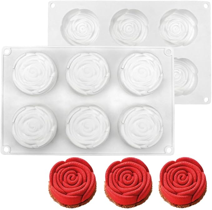 Flower Silicone Cake Ice Cream Chocolate Mold Soap Silicone Molds 3D Cupcake Bakeware Baking Dish Cake Pan (Flower K_10.72 X6.8 X1 inch)