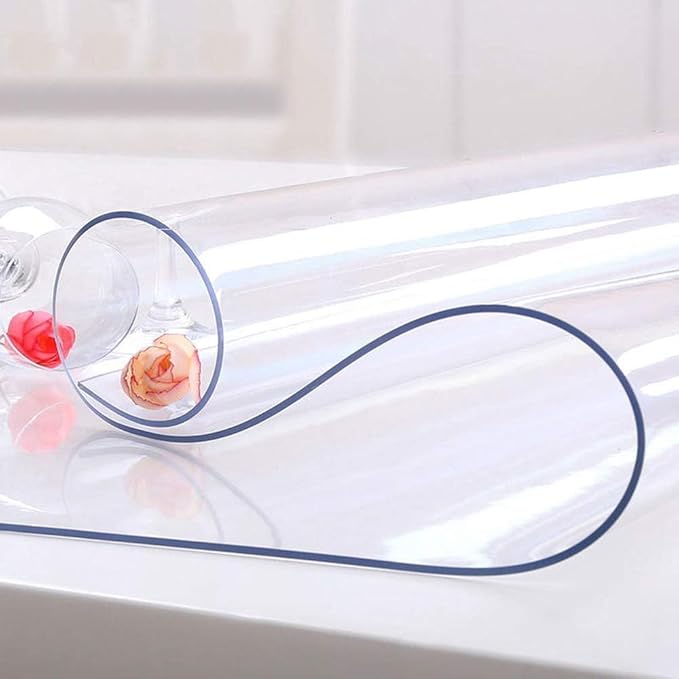 NECAUX Custom 48 x 68 Inch Plastic Table Cover, 1.5mm Thick Waterproof Heavy Duty Desk Pad Mat Non-Slip Protector for Coffee, Dining, Conference Tables