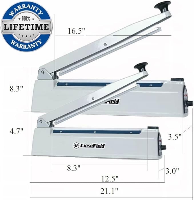 Sealer Pro, Patented 16-inch Impulse Heat Sealer, 5-mm Sealing Width Super Heavy Duty Bag Sealing Machine with Extra 2 Replacements, 1Fuse Included, WHITE