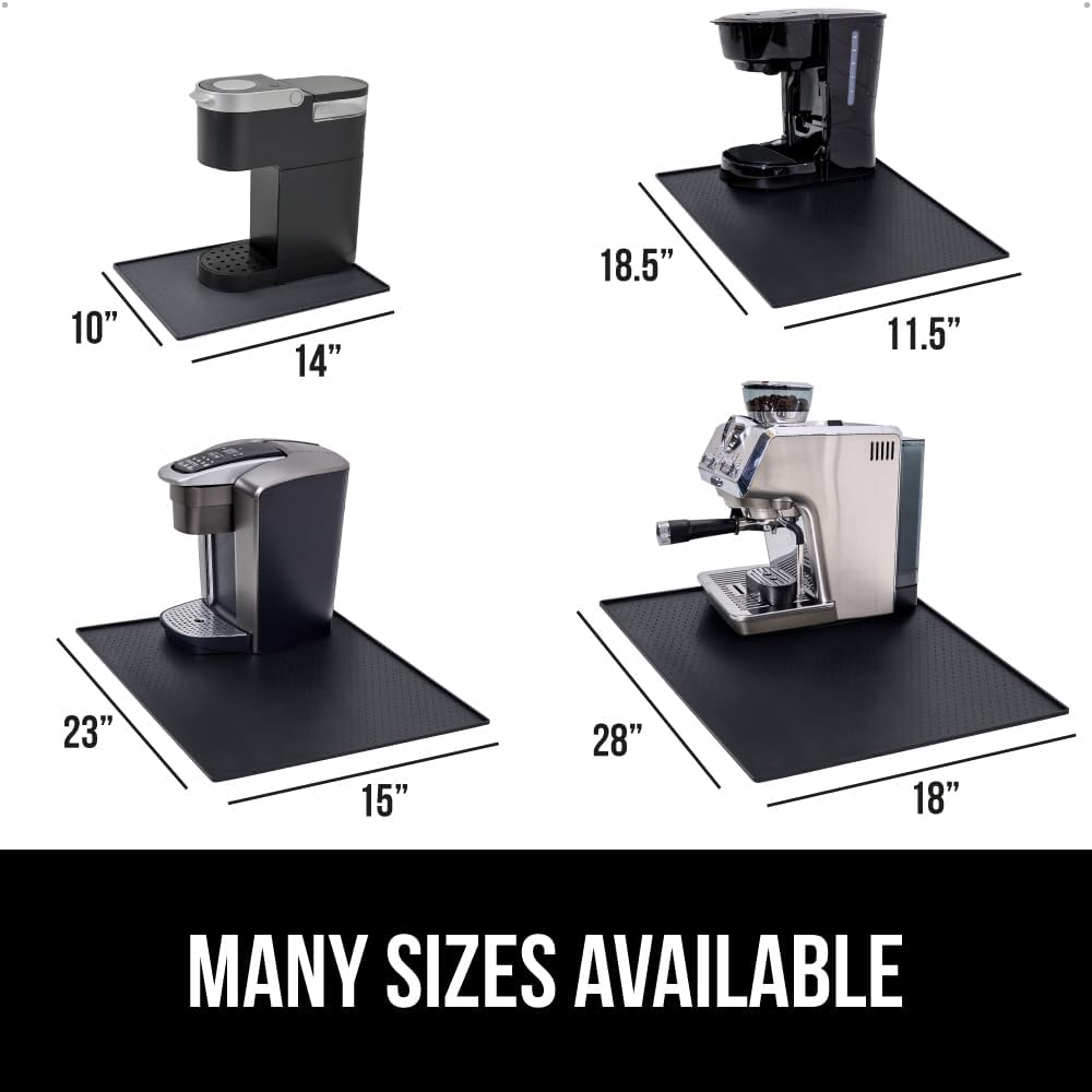 GORILLA GRIP Silicone Coffee Mat, Espresso Drink Bar Station Accessories, Use Under Machine, Waterproof Heat Resistant Multi-Use Dish Drying Mats, Stays in Place, Kitchen Home Decor, 11.5x18.5, Black