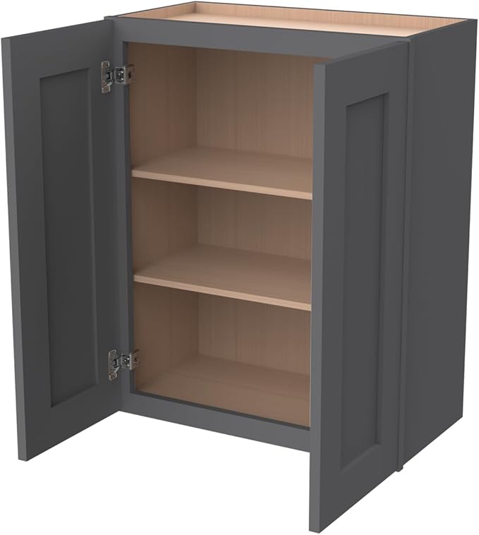 Wall-Mounted Cabinet – Solid Wood Shaker Style Medicine Cabinet with Adjustable Shelves & Soft-Close Doors for Bathroom, Kitchen, and Office Storage (Pebble Gray, 39" W x 12" D x 36" H)