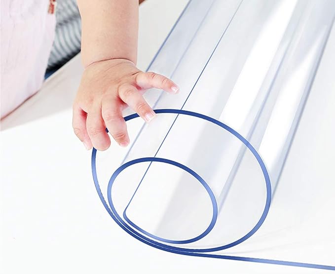 Wadrac Clear Vinyl Table Pad Protector 20x57 In Plastic Table Cloths Cover Desk Protector Mat Crystal Vinyl Dining Room Table Pad Heat Resistant Non-Slip Clear Transparent Tablecloth Cover 1.5mm Thick