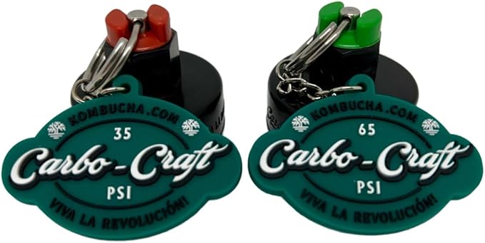 Kombucha.com Carbo-Caps: The Swingtop Slayer and Ultimate Carbonation System for Craft Beer & Kombucha Home Brewing. Viva La Revolución! (65 & 35 psi Combo, 2 Carbo-Caps + PRVs)