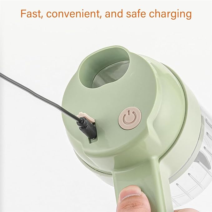 4 in 1 Handheld Electric Vegetable Cutter Set, Multifunctional Mini Electric Grinder Garlic Mud Masher Chopper, Portable Food Processor with Brush, for Garlic Chili Onion Ginger Celery Meat