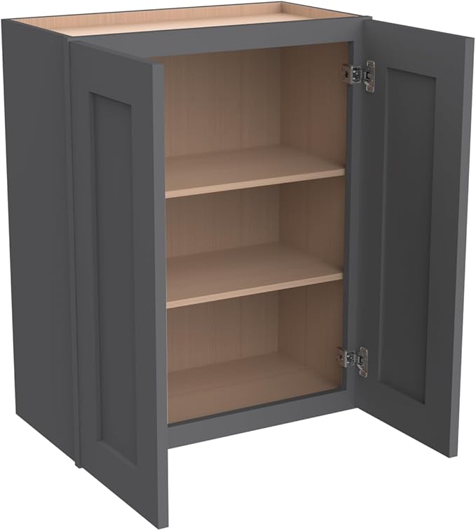 Wall-Mounted Cabinet – Solid Wood Shaker Style Medicine Cabinet with Adjustable Shelves & Soft-Close Doors for Bathroom, Kitchen, and Office Storage (Pebble Gray, 39" W x 12" D x 42" H)