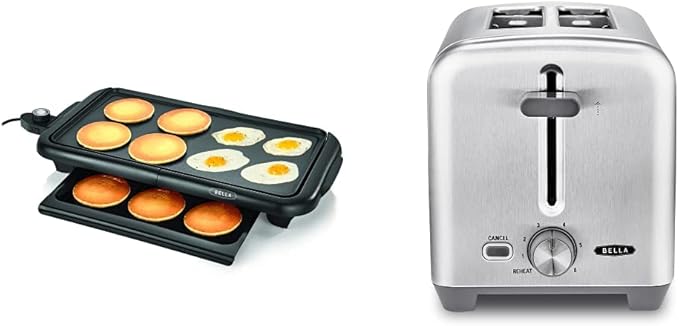 BELLA Electric Griddle (Copper/Black) and 2 Slice Toaster