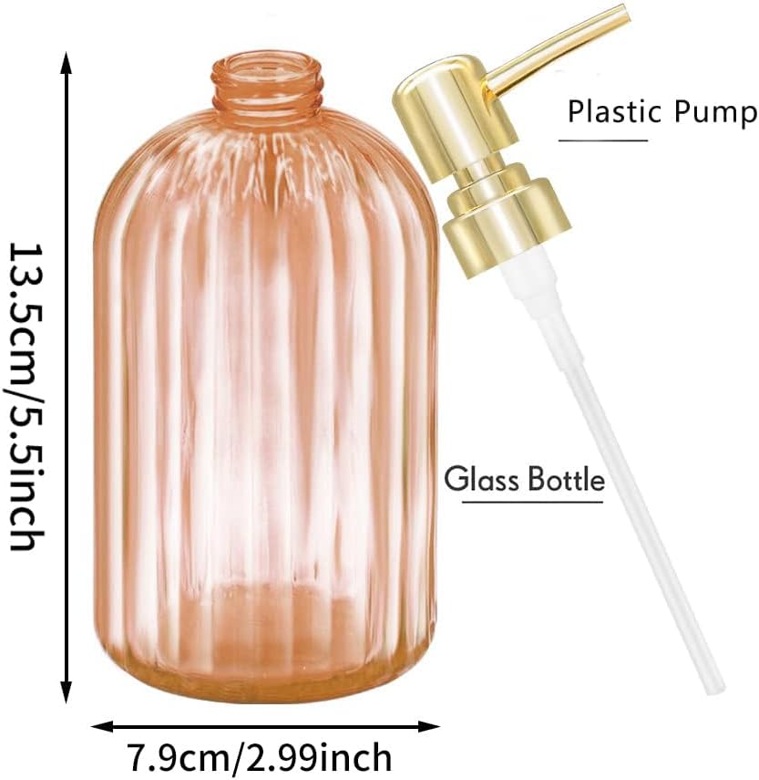 Ambre 2 Pack 14 Oz Kitchen Soap Dispenser with Pump, Transparent Bottle for Hand or Dish Soap