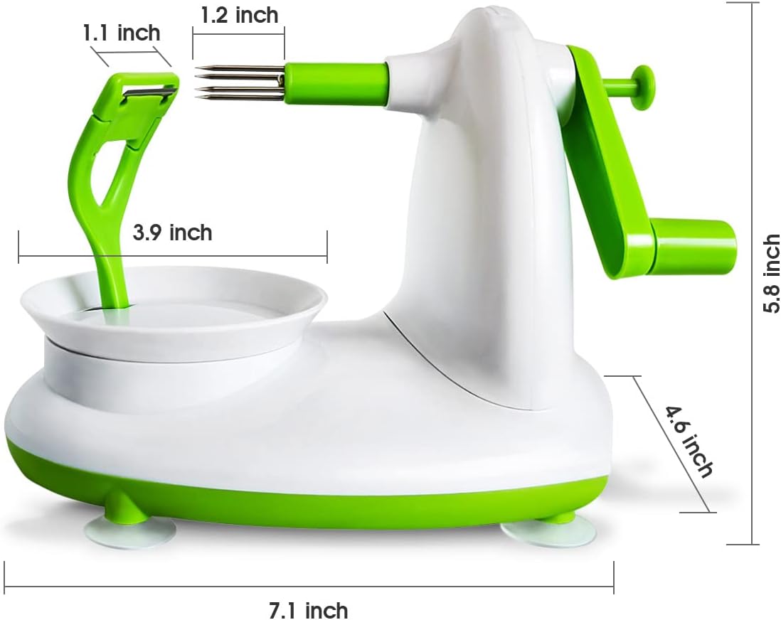 Upgraded Apple Peeler and Corer for Apple Pear Citrus Manual Rotating Kitchen Gadget Includes 2 Replacement Heads and 1 Splitter (whitish green)