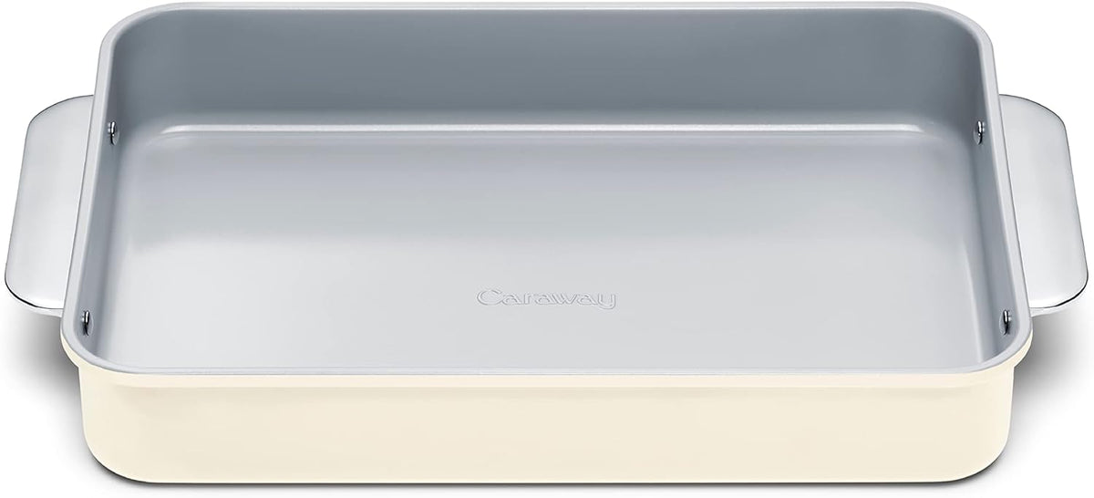 Caraway Non-Stick Ceramic 9”x13” Rectangle Pan - Naturally Slick Ceramic Coating - Non-Toxic, PTFE & PFOA Free - Perfect for Brownies, Lasagnas, and More - Cream
