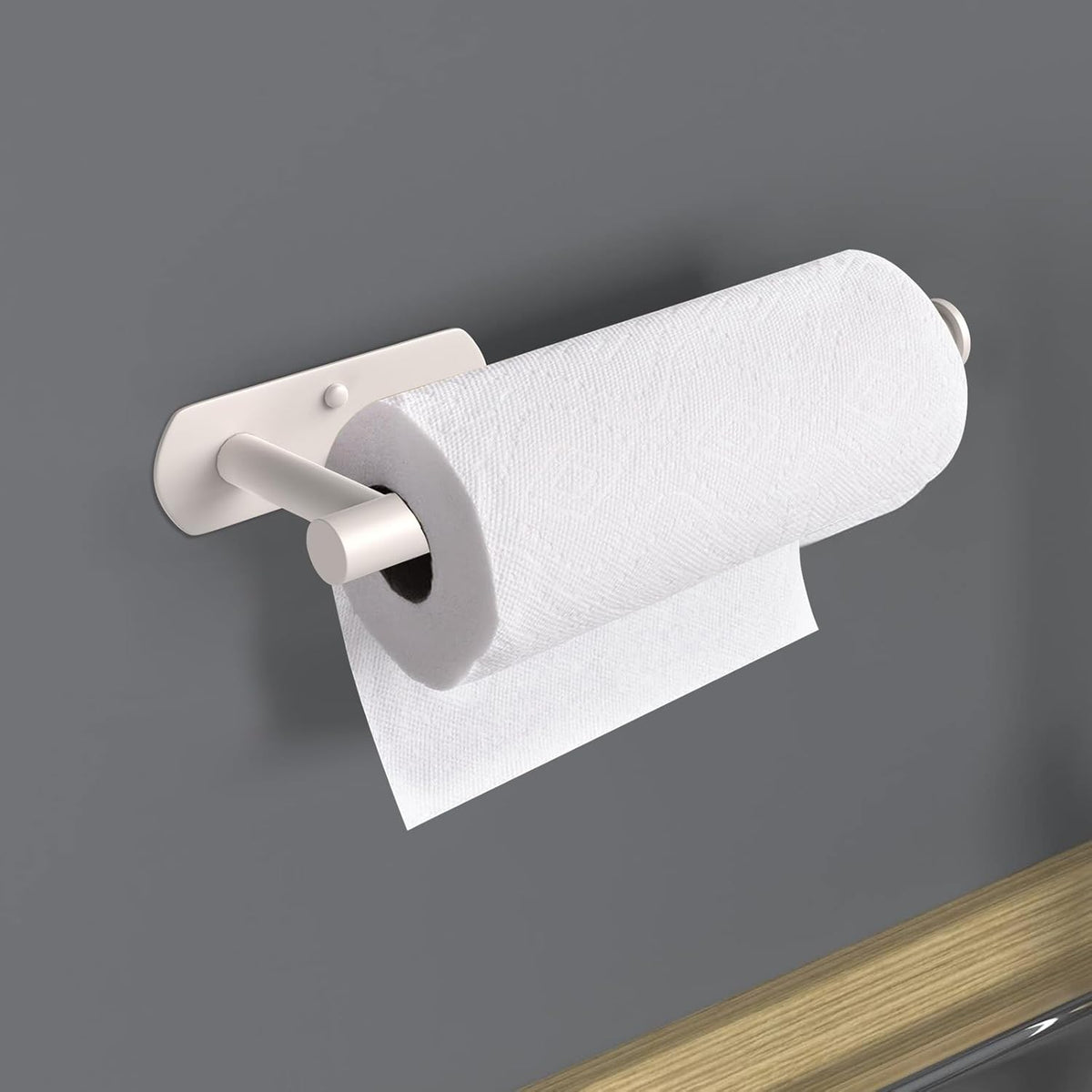 VAEHOLD Adhesive Paper Towel Holder Under Cabinet Wall Mount for Kitchen Paper Towel, Paper Towel Roll Holder Stick to Wall, Stainless Steel - Brown