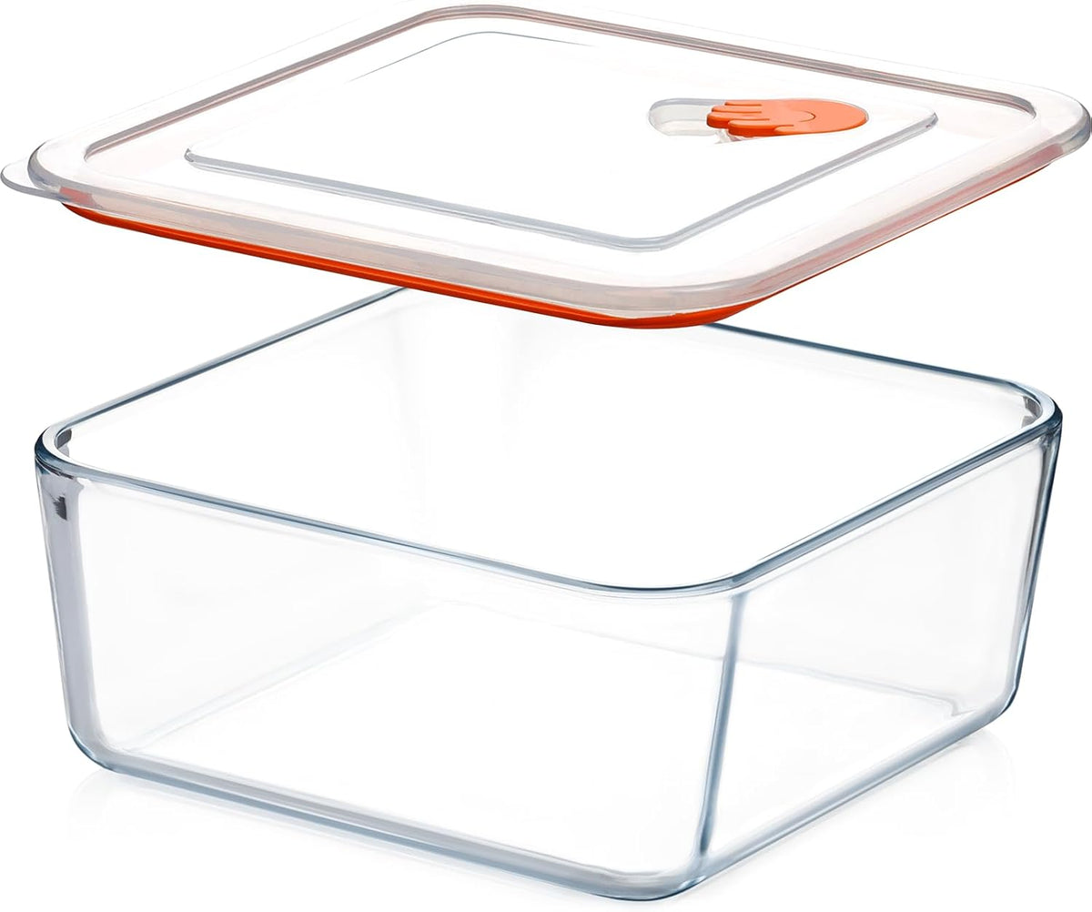NUTRIUPS 2.6QT Square Glass Baking Dish with Lid, 8×8 inches Deep Square Baking Dish with Lid, Glass Baking Dishes for Oven