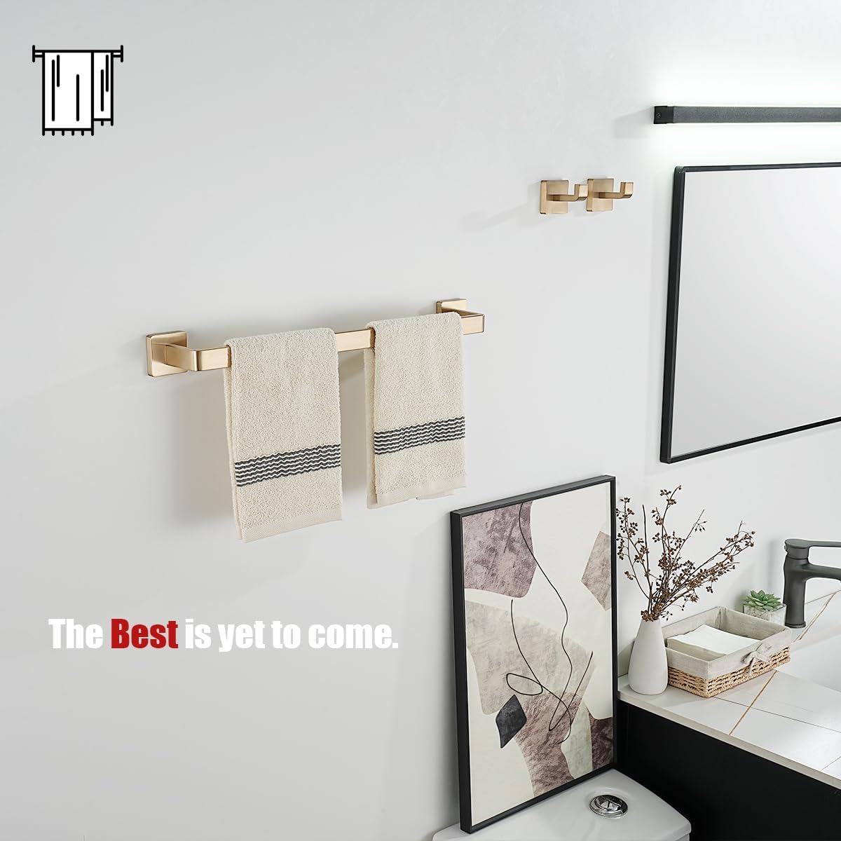 JQK Champagne Bronze Towel Bar, 16 Inch 304 Stainless Steel Thicken 0.8mm Towel Rack Bathroom, Towel Holder Wall Mount, Total Length 18.41 Inch, TB250L16-CB
