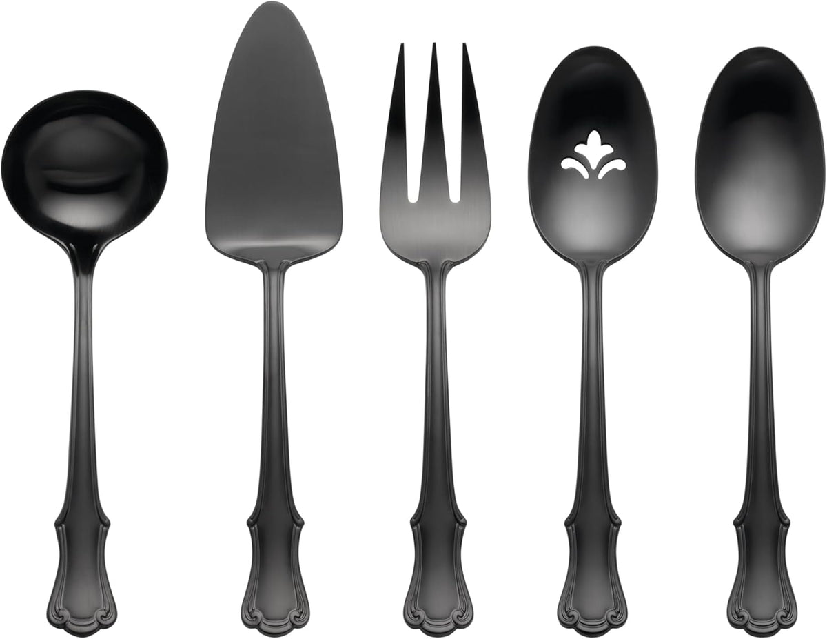 Oneida 897921 James Street Satin Black 5 Piece Hostess Set