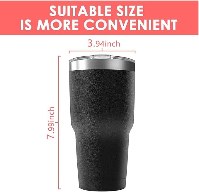 30oz Stainless Steel Travel Mug with Lid, 6 Pack Double Wall Vacuum Insulated Bulk Tumbler, Powder Coated Coffee Cup Suitable for Vehicle Cup Holders(Black)