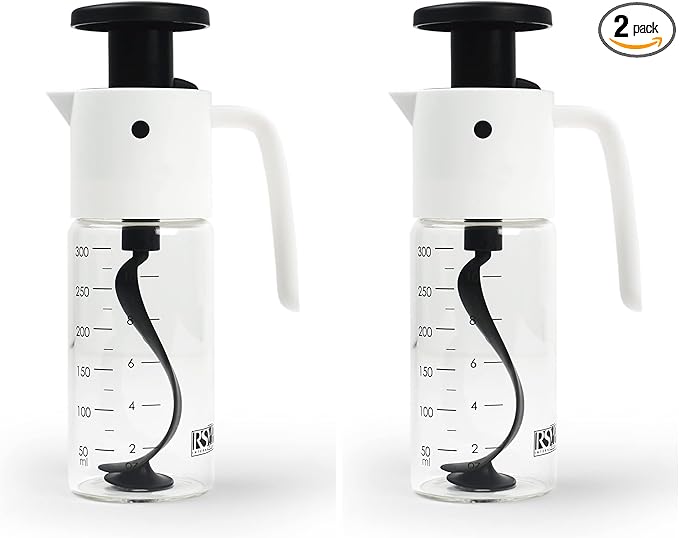 RSVP International Kitchen Accessories Collection Oil & Dressing, Mixer, 1.25 Cup Capacity, Glass Bottom (Pack of 2)