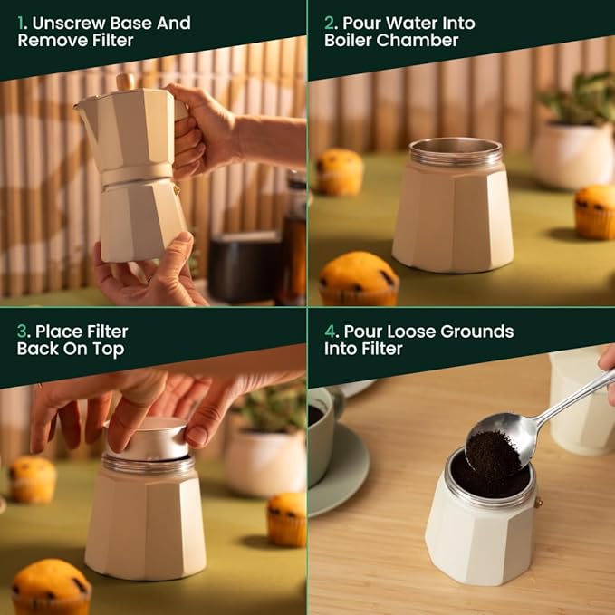 ANGORA BRANDS Moka Pots - Moka Espresso Coffee Maker - Espresso Pot - Versatile Stovetop Coffee Maker - Moka Pot by Vondra