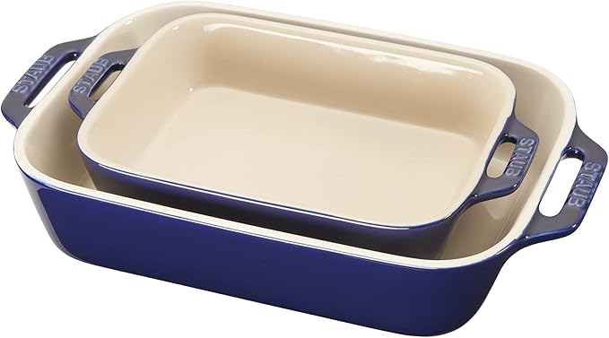 Staub Ceramic 2-pc Rectangular Baking Dish Set - Dark Blue