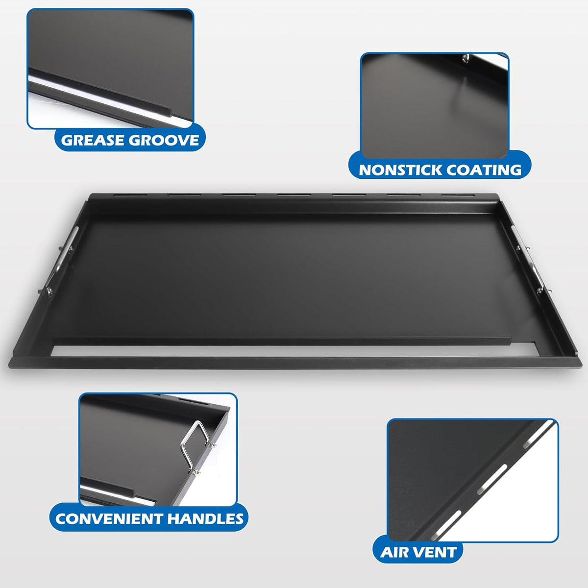 6789 Full Size Griddle Inserts for Weber Genesis II 400 Series Flat Top Grill Plate with Handles for Weber Genesis II E-410 S-410 E-435 S-435 LX E/S-440
