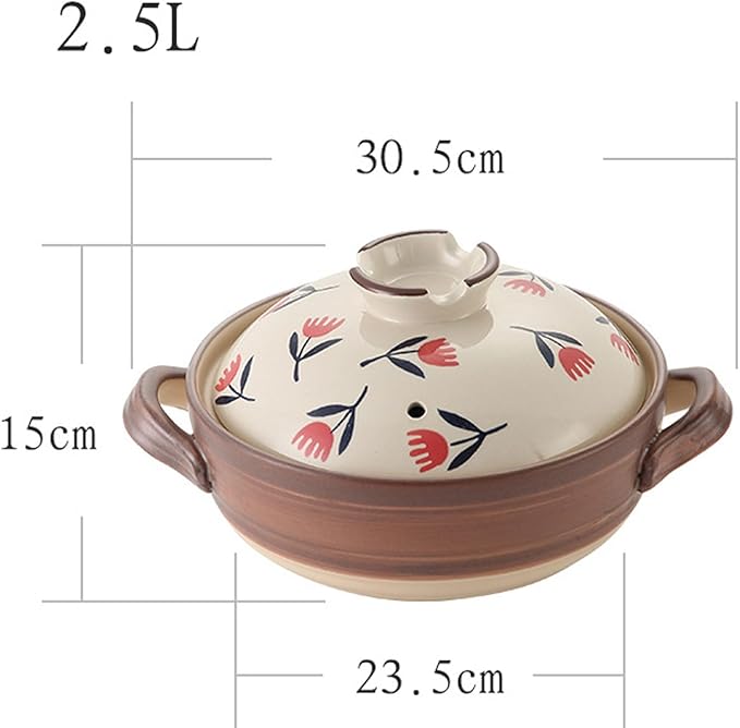 Ceramic Casserole, Japanese Clay Pot Donabe Stone Rice Pot With Lid, Earthen Pot Stockpot Ceramic Casserole Cooker Healthy Cookware Stove Pot Soup Hot Pot(Color:F)