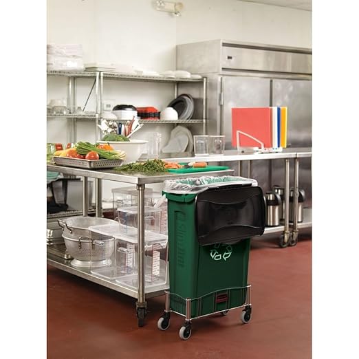Rubbermaid Commercial Products Slim Jim Trash/Garbage Can with Venting Channels, 16-Gallon, Green, for Kitchen/Office/Workspace