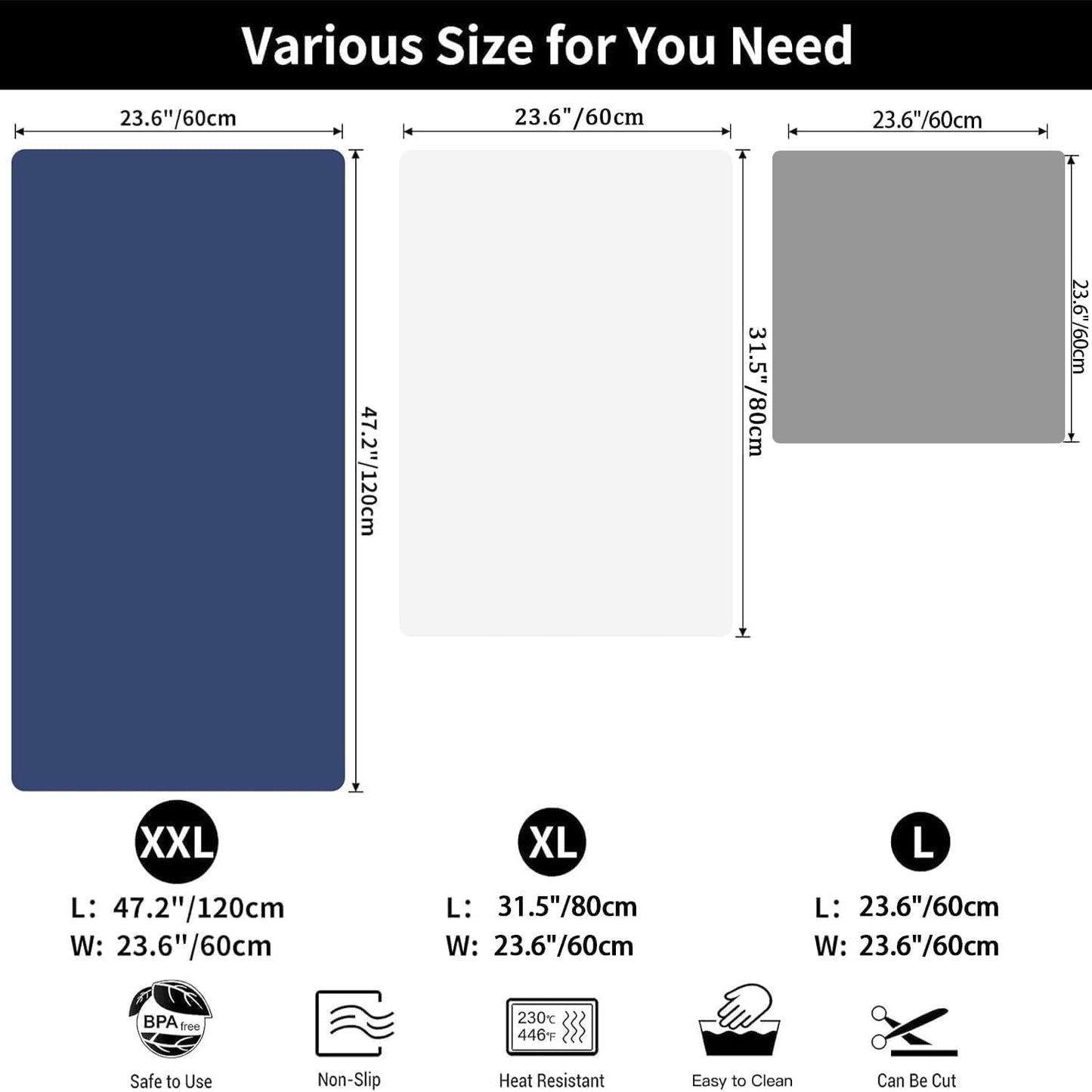 2MM Super Thick Large Silicone Mat, 31.5"x23.6"(80cmx60cm) Non-Slip Heat Resistant, Thicken Kitchen Counter Mats, Waterproof Countertop Protector for Craft (Brown)