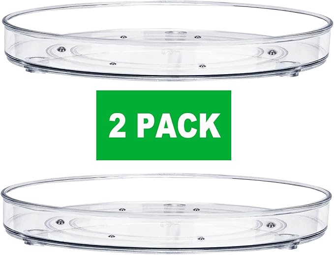 2 Pack Lazy Susan Organizer and 2 Tier Bathroom Organizer Countertop- 10.6inch/Clear