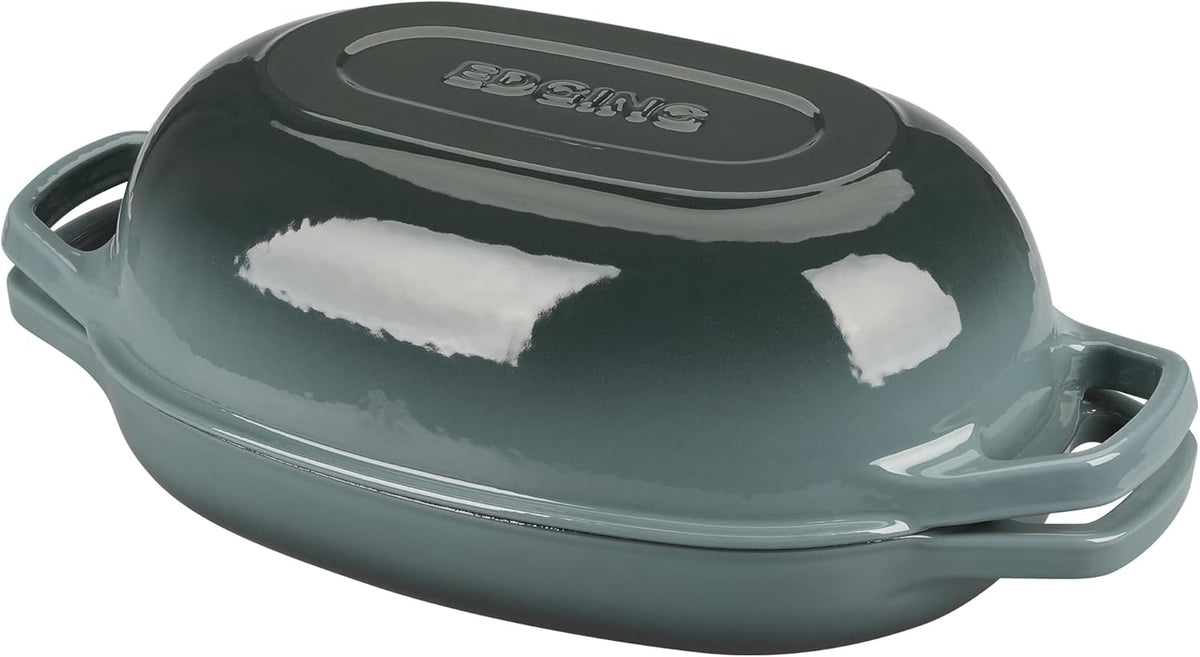 Enameled Cast Iron Dutch Oven Pot with Lid, Oval Dutch Oven for Bread Baking, Bread Oven for Homemade Sourdough Bread Baking, 5qt, Slateblue