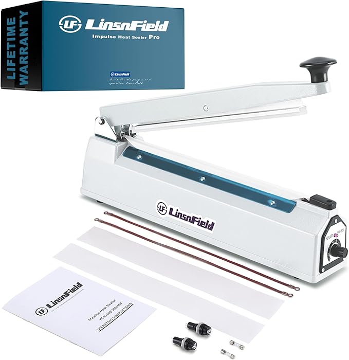 Sealer Pro, Patented 16-inch Impulse Heat Sealer, 5-mm Sealing Width Super Heavy Duty Bag Sealing Machine with Extra 2 Replacements, 1Fuse Included, WHITE