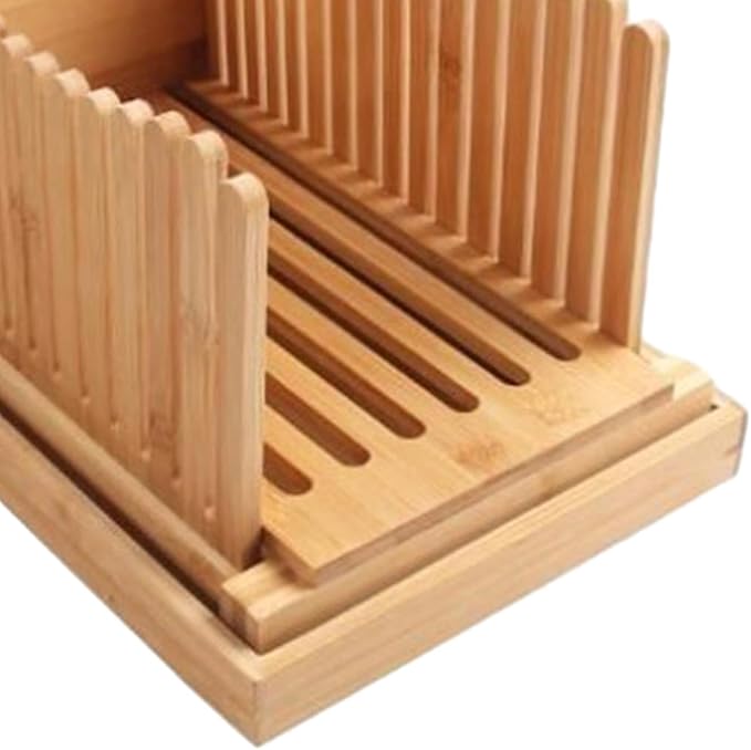 Generic Bamboo Bread Slicing Tool with Crumb Tray for Homemade Loaves, style A