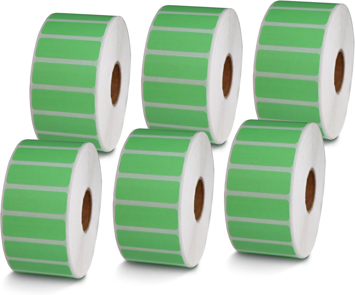 BETCKEY - 1.5" x 0.5" File Folder & Address Labels Compatible with Zebra & Rollo Label Printer,Premium Adhesive & Perforated[Green, 6 Rolls, 14100 Labels]