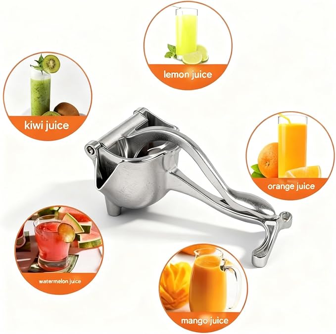 Hand Juicer Squeezer, Aluminum Alloy Fresh Fruit Juice Extractor, Fruit Juice Handheld Press Squeezer with Seed Filter, Heavy Duty Manual Hand Press Juicer for Orange Pomegranates Apple Lemon Lime (2)